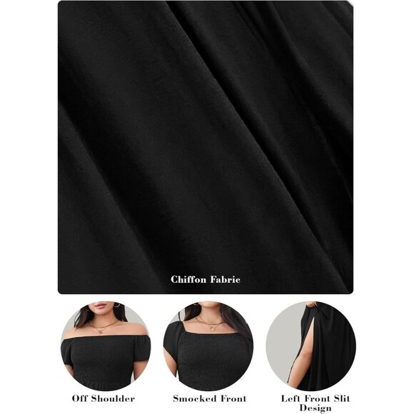 Plus Size Maxi Dress Off Shoulder Short Sleeve summer wedding guest - Picture 5 of 5